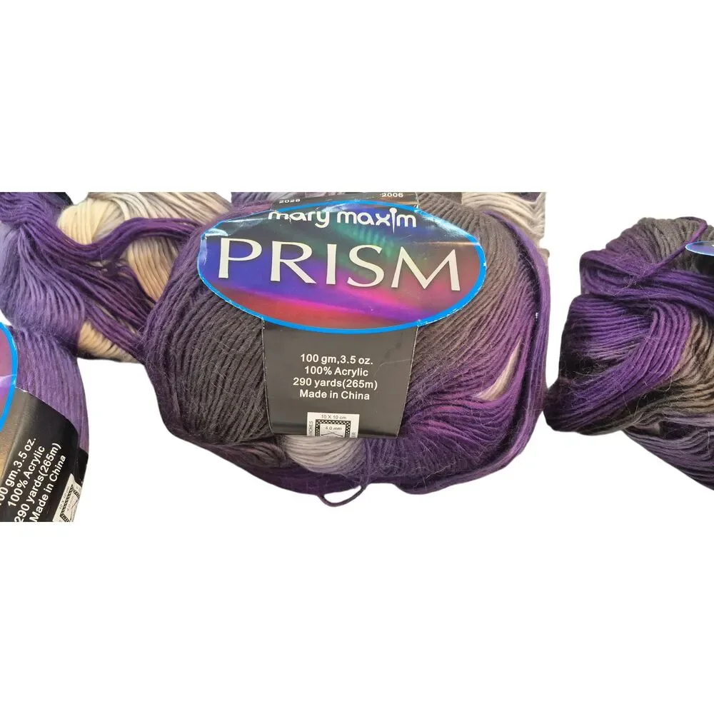 6.5 Skeins Mary Maxim Prism Yarn - Iris #2028 - Dye Lot 2006 - 100% Acrylic DK L